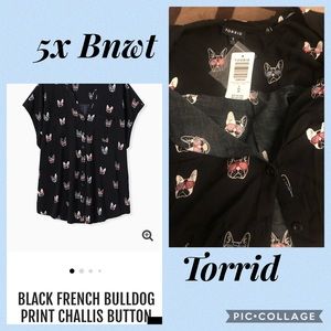 5x Bnwt lightweight English bulldog blouse